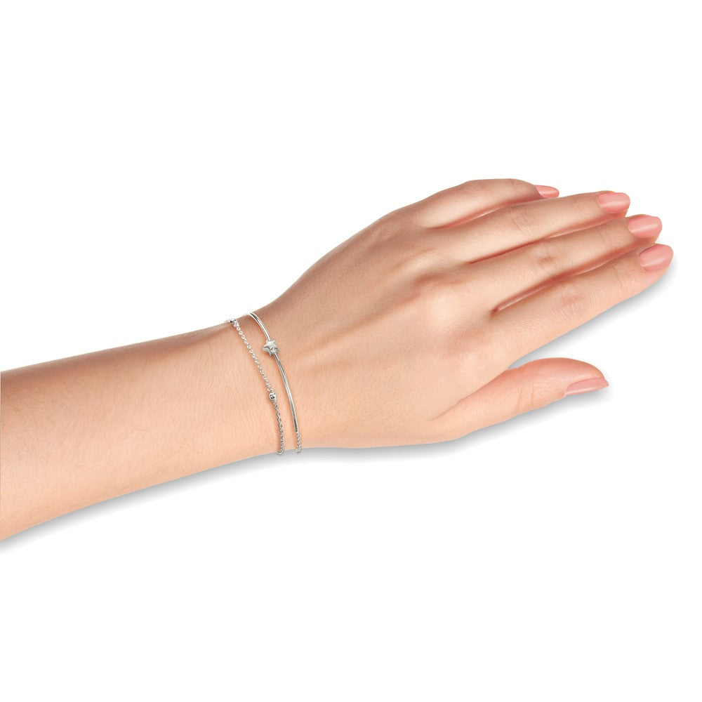 6 Zoll Sterlingsilber Sterne Armreif und Armband mit 1 Verlängerung. Zwei Stück Set