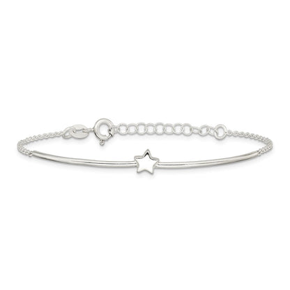 6 Zoll Sterlingsilber Sterne Armreif und Armband mit 1 Verlängerung. Zwei Stück Set