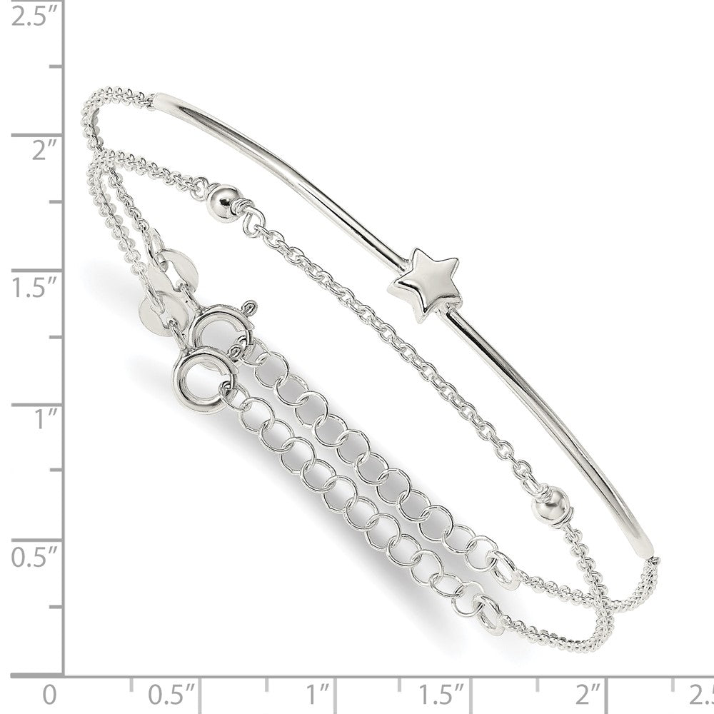 6 Zoll Sterlingsilber Sterne Armreif und Armband mit 1 Verlängerung. Zwei Stück Set