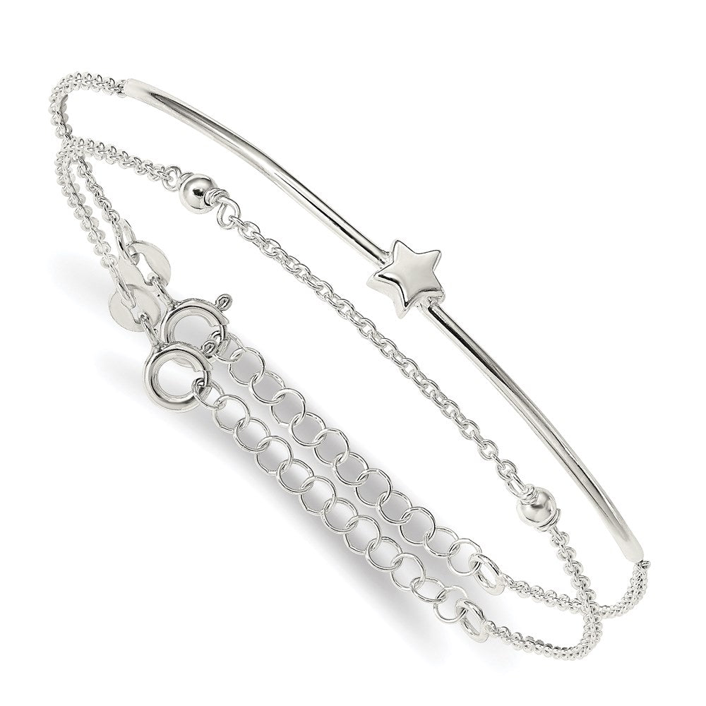 6 Zoll Sterlingsilber Sterne Armreif und Armband mit 1 Verlängerung. Zwei Stück Set