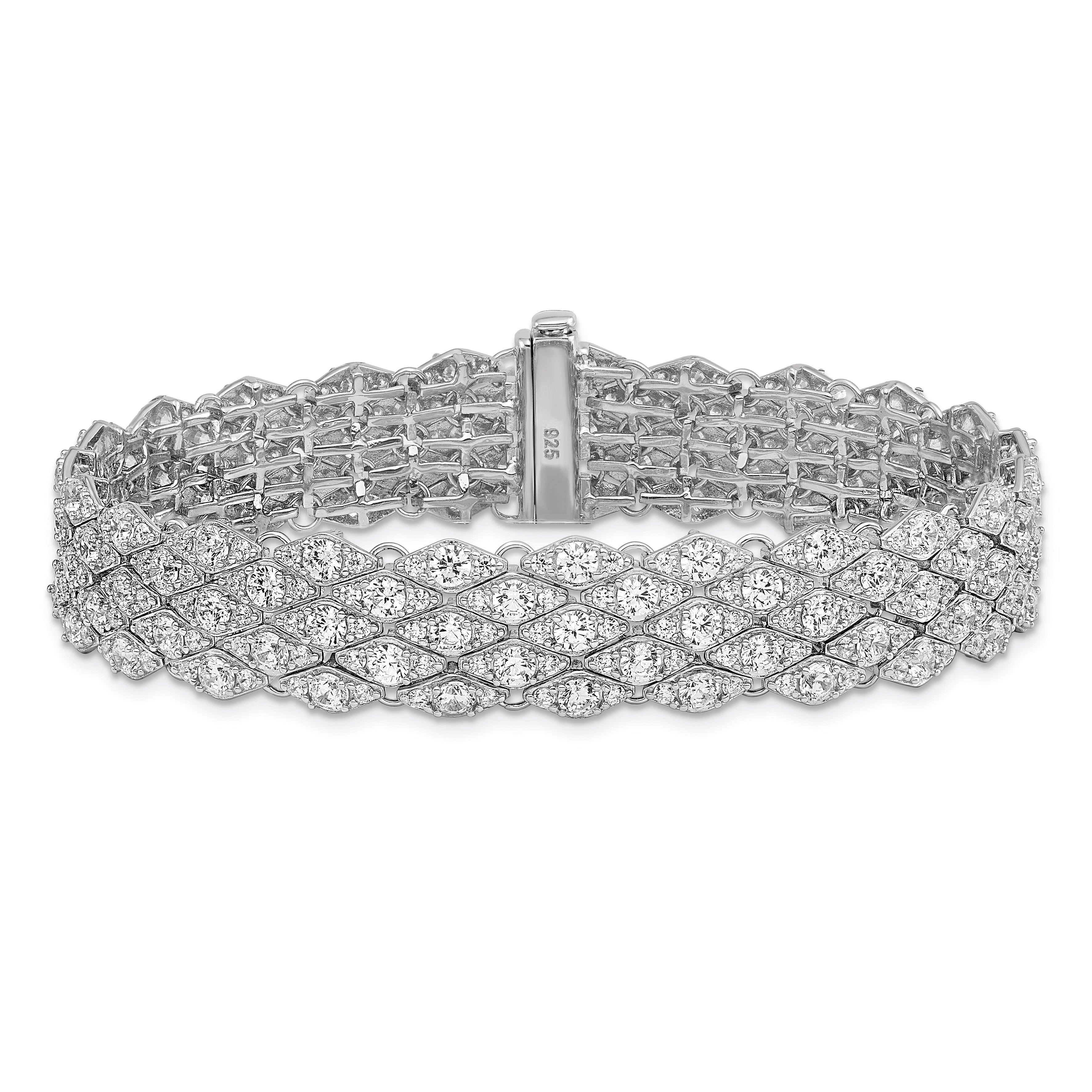 Sterlingsilber Schimmernd Rhodiniert 6.75 Zoll 315 Stein Zirkonia Netz Armband