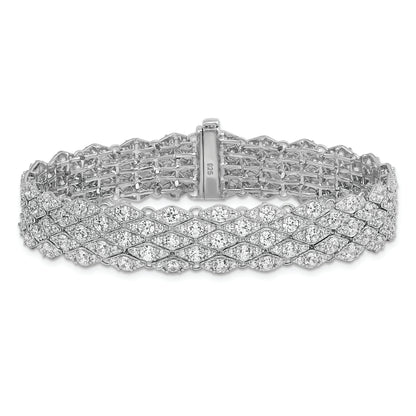 Sterlingsilber Schimmernd Rhodiniert 6.75 Zoll 315 Stein Zirkonia Netz Armband