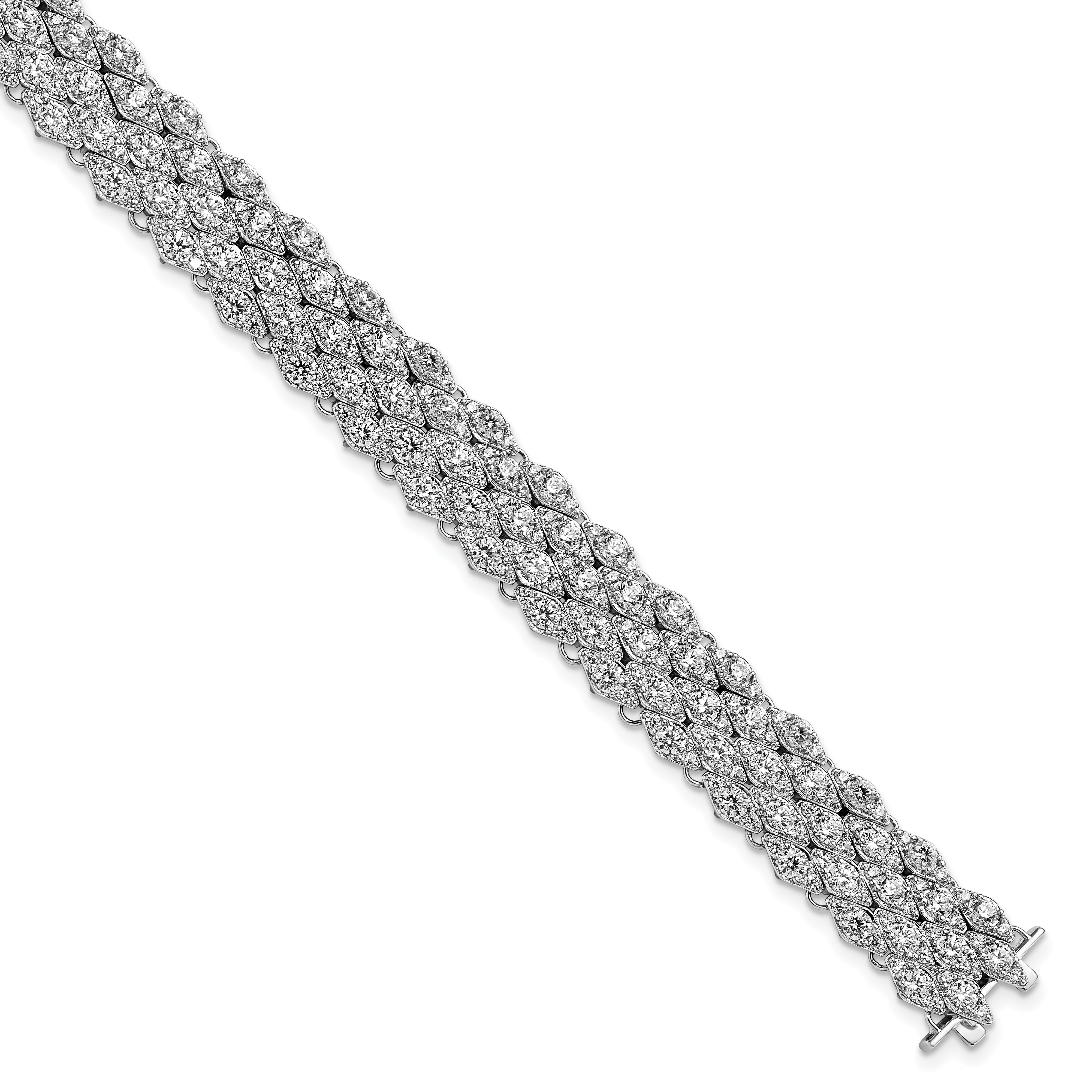 Sterlingsilber Schimmernd Rhodiniert 6.75 Zoll 315 Stein Zirkonia Netz Armband