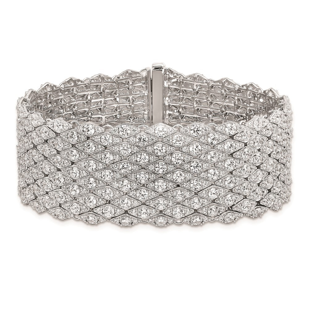 Sterlingsilber Schimmernd Rhodiniert 6.75 Zoll 759 Stein Zirkonia Netz Armband