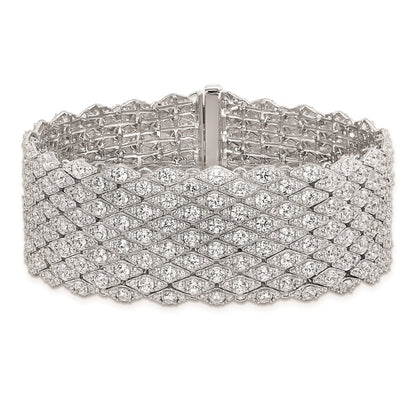 Sterlingsilber Schimmernd Rhodiniert 6.75 Zoll 759 Stein Zirkonia Netz Armband