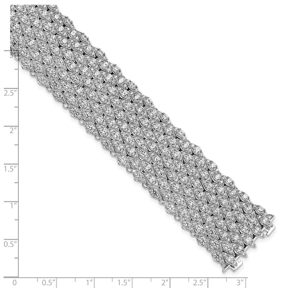 Sterlingsilber Schimmernd Rhodiniert 6.75 Zoll 759 Stein Zirkonia Netz Armband
