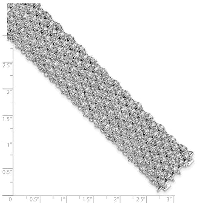 Sterlingsilber Schimmernd Rhodiniert 6.75 Zoll 759 Stein Zirkonia Netz Armband