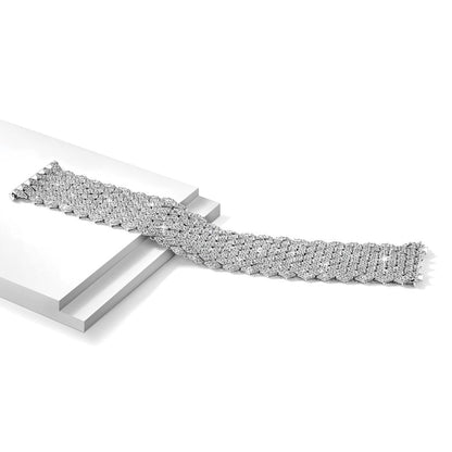 Sterlingsilber Schimmernd Rhodiniert 6.75 Zoll 759 Stein Zirkonia Netz Armband