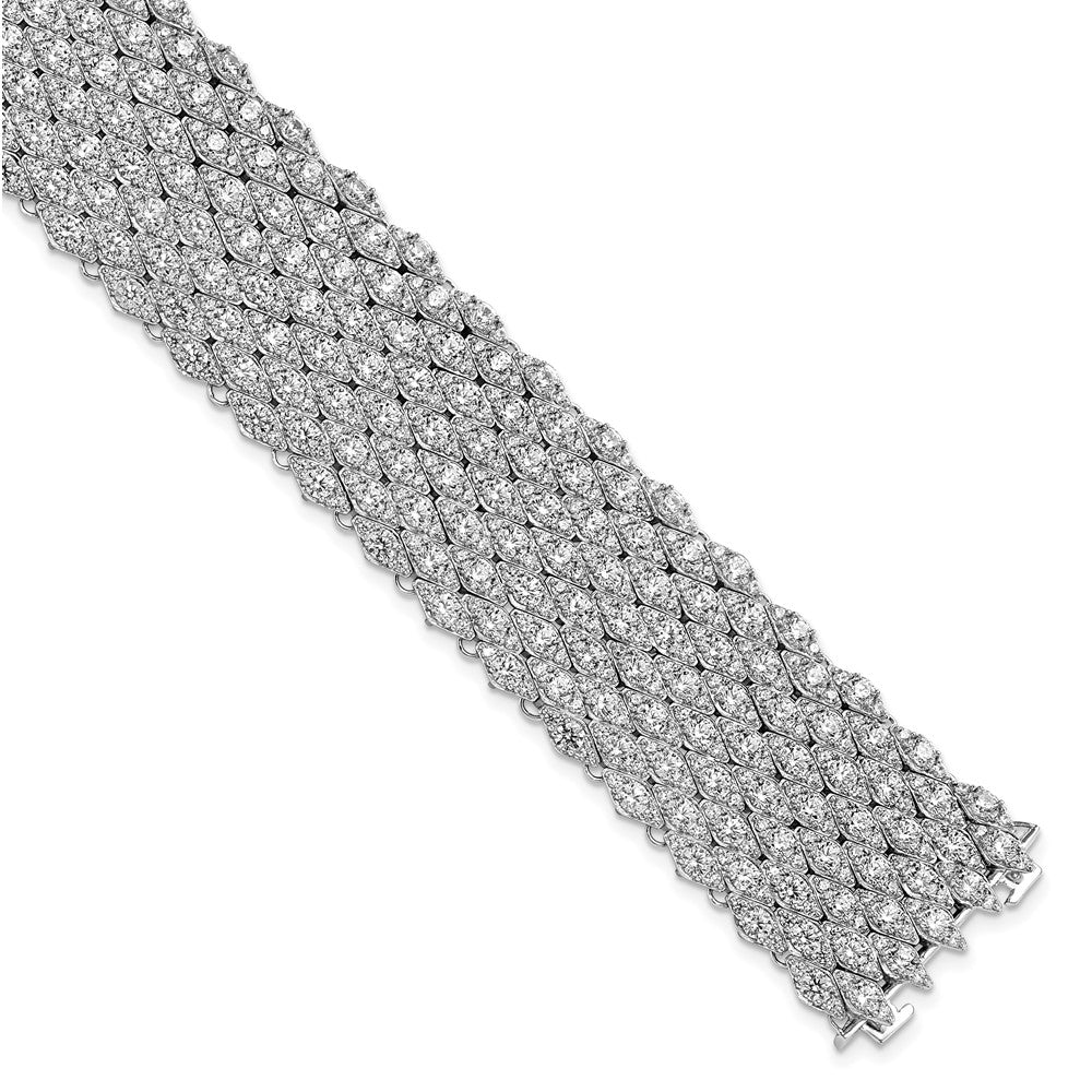 Sterlingsilber Schimmernd Rhodiniert 6.75 Zoll 759 Stein Zirkonia Netz Armband