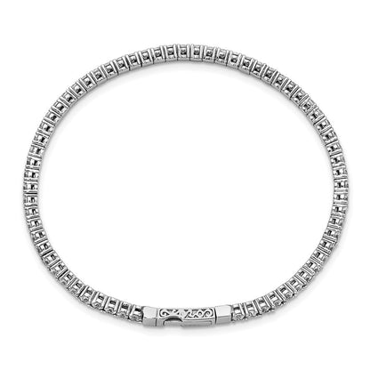 Sterlingsilber Schimmernd Rhodiniert 65 Stein Zirkonia Flexibel Armreif Armband