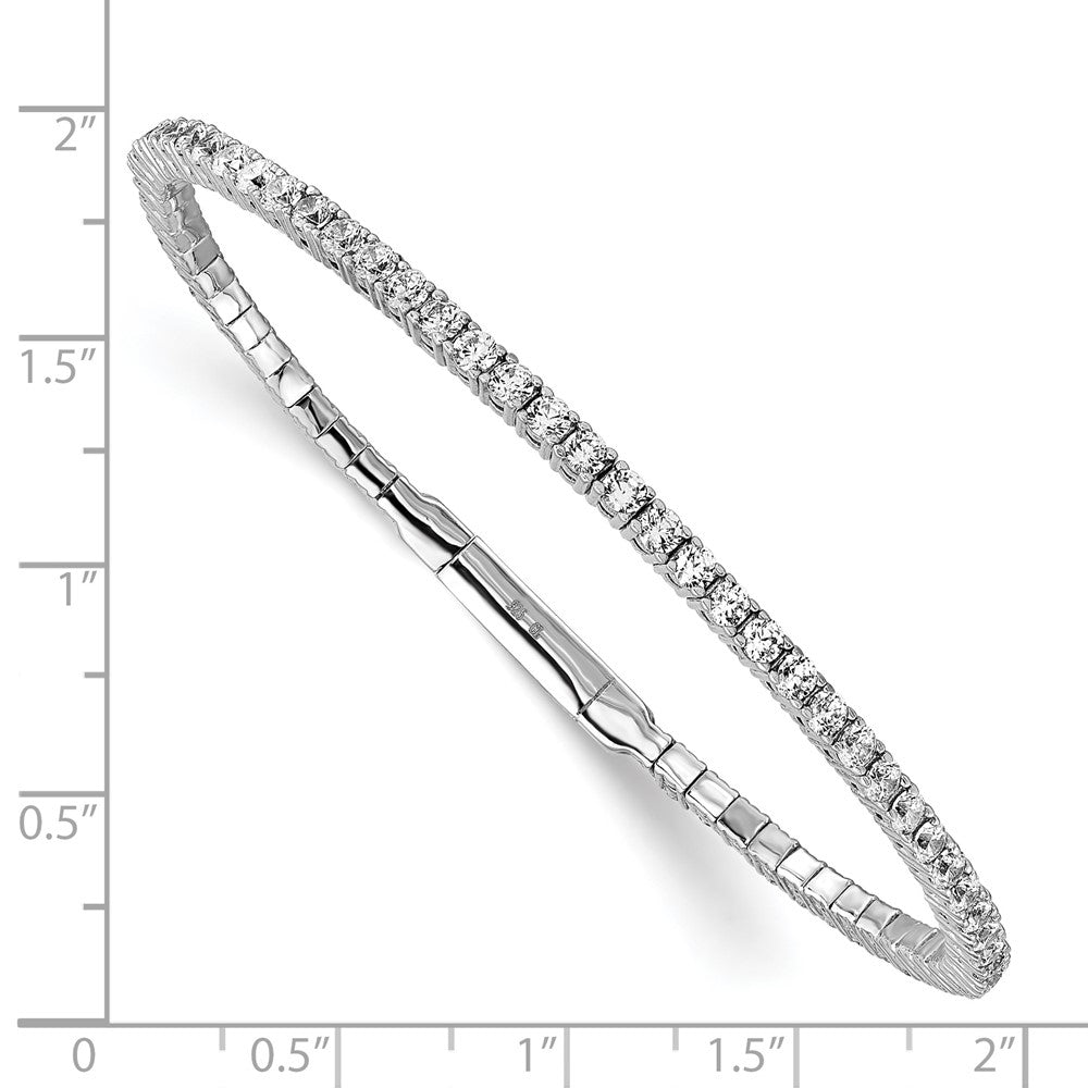 Sterlingsilber Schimmernd Rhodiniert 65 Stein Zirkonia Flexibel Armreif Armband