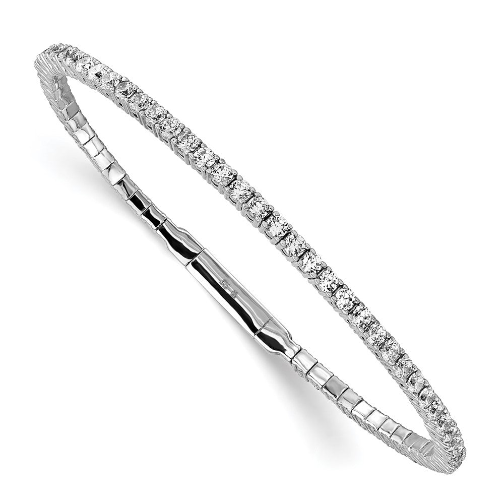 Sterlingsilber Schimmernd Rhodiniert 65 Stein Zirkonia Flexibel Armreif Armband