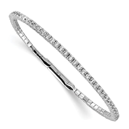 Sterlingsilber Schimmernd Rhodiniert 65 Stein Zirkonia Flexibel Armreif Armband