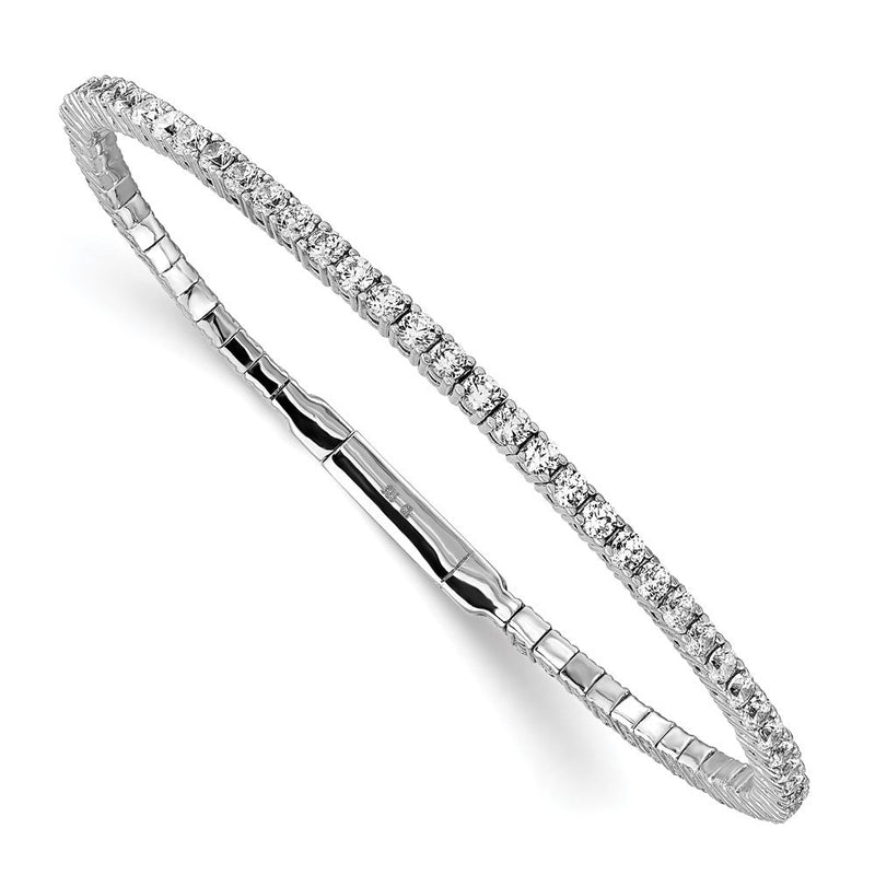 Sterlingsilber Schimmernd Rhodiniert 65 Stein Zirkonia Flexibel Armreif Armband