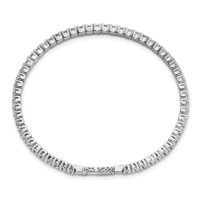 Sterlingsilber Schimmernd Rhodiniert 51 Stein Zirkonia Flexibel Armreif Armband