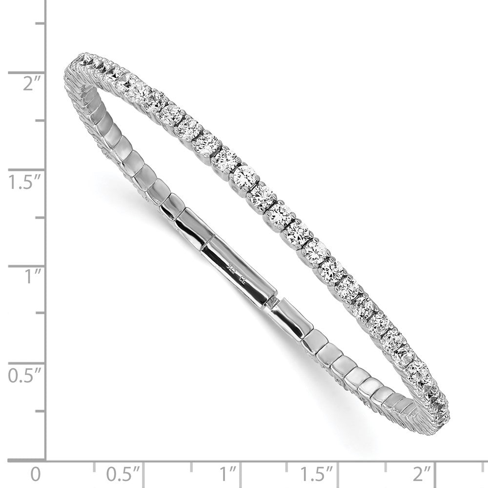 Sterlingsilber Schimmernd Rhodiniert 51 Stein Zirkonia Flexibel Armreif Armband
