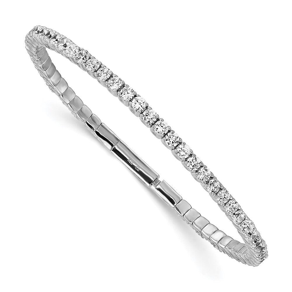 Sterlingsilber Schimmernd Rhodiniert 51 Stein Zirkonia Flexibel Armreif Armband