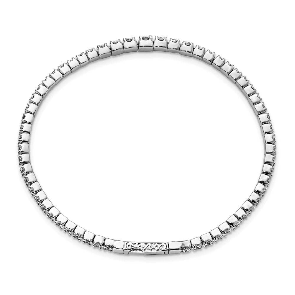 Sterlingsilber Schimmernd Rhodiniert 61 Stein Zirkonia Flexibel Armreif Armband