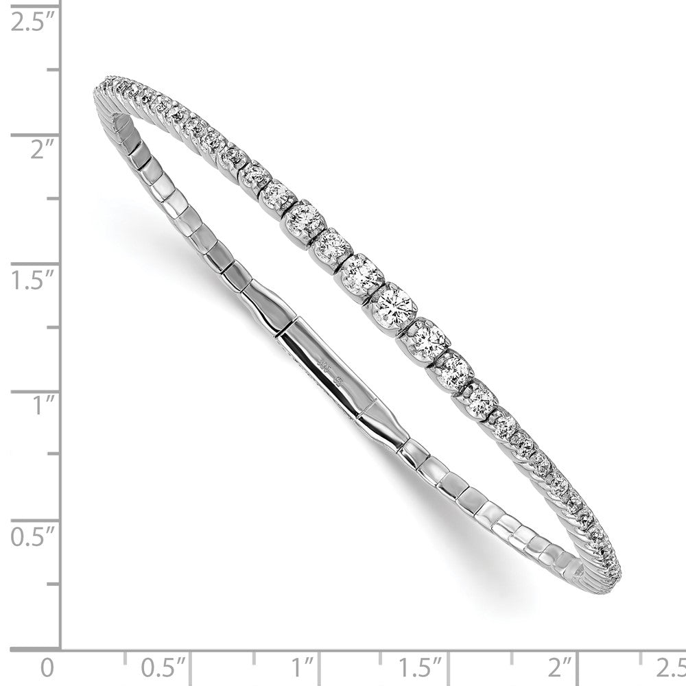 Sterlingsilber Schimmernd Rhodiniert 61 Stein Zirkonia Flexibel Armreif Armband