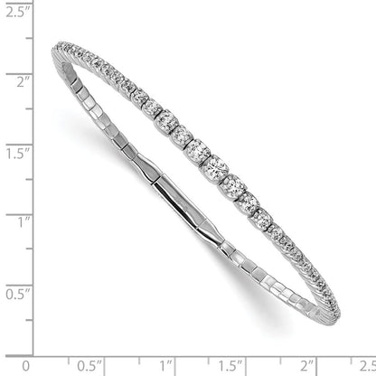Sterlingsilber Schimmernd Rhodiniert 61 Stein Zirkonia Flexibel Armreif Armband