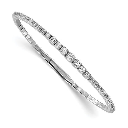 Sterlingsilber Schimmernd Rhodiniert 61 Stein Zirkonia Flexibel Armreif Armband