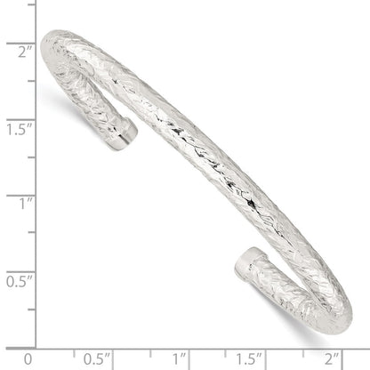Sterlingsilber Poliert Strukturiert Manschette Armreif