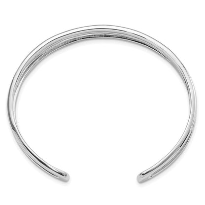 Sterlingsilber Rhodiniert Poliert Drei Line Manschette Armreif