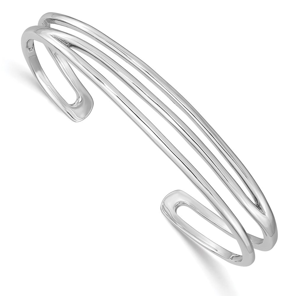 Sterlingsilber Rhodiniert Poliert Drei Line Manschette Armreif