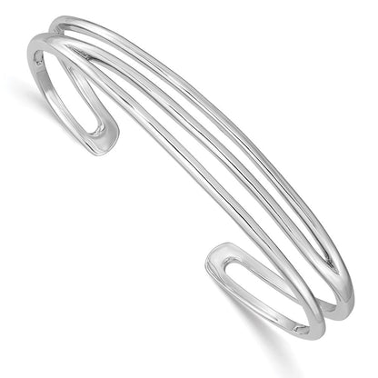 Sterlingsilber Rhodiniert Poliert Drei Line Manschette Armreif