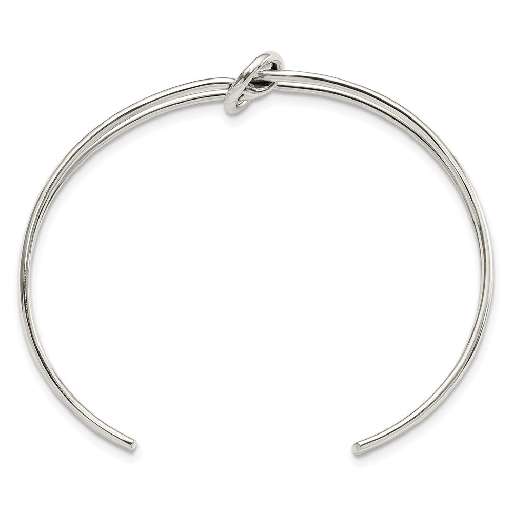 Sterlingsilber Poliert 2 Ring Geknotet Manschette Armreif