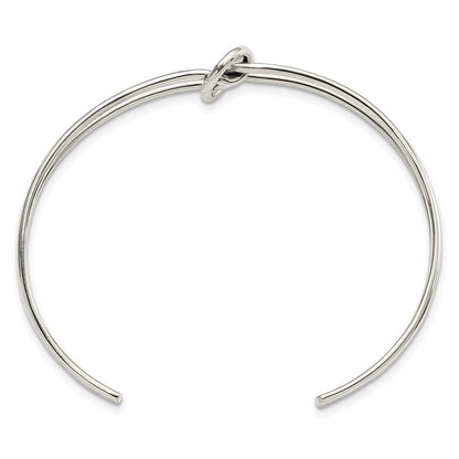 Sterlingsilber Poliert 2 Ring Geknotet Manschette Armreif