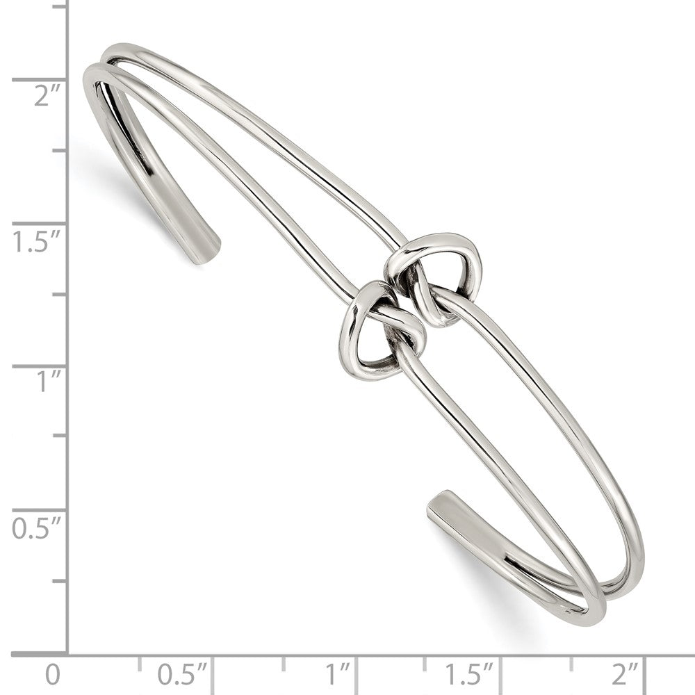 Sterlingsilber Poliert 2 Ring Geknotet Manschette Armreif