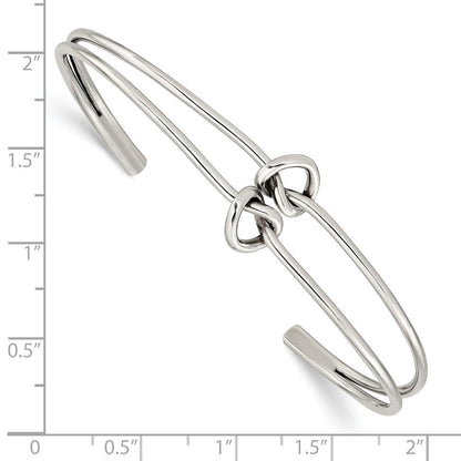 Sterlingsilber Poliert 2 Ring Geknotet Manschette Armreif