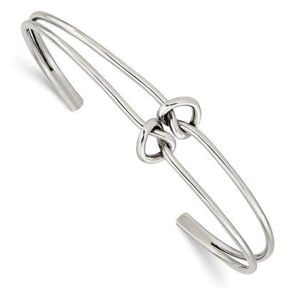Sterlingsilber Poliert 2 Ring Geknotet Manschette Armreif