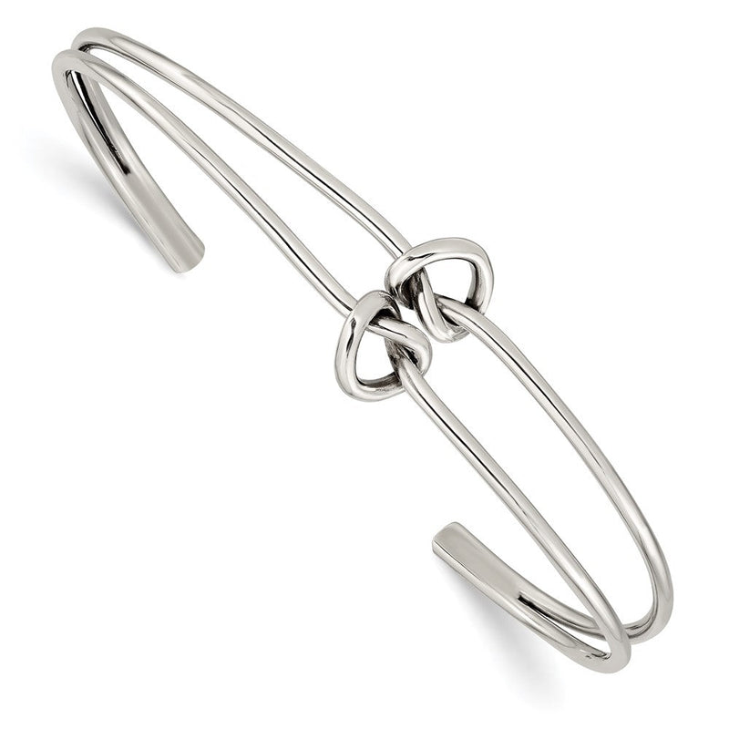 Sterlingsilber Poliert 2 Ring Geknotet Manschette Armreif