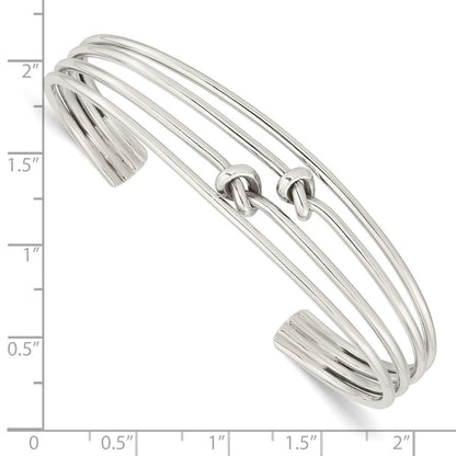 Sterlingsilber Poliert 4 Ring Knots Manschette Armreif