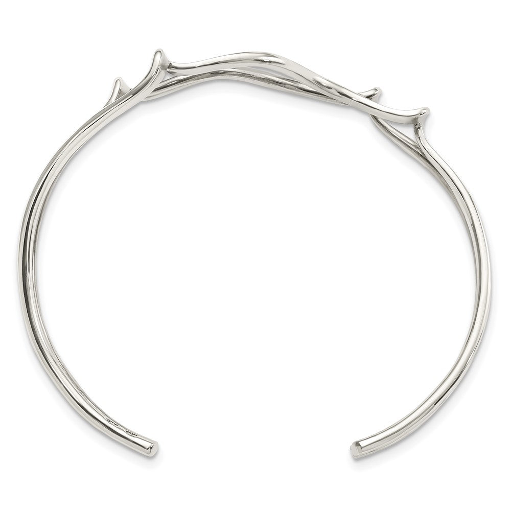 Sterlingsilber Poliert Gewellt Manschette Armreif