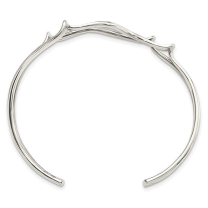 Sterlingsilber Poliert Gewellt Manschette Armreif