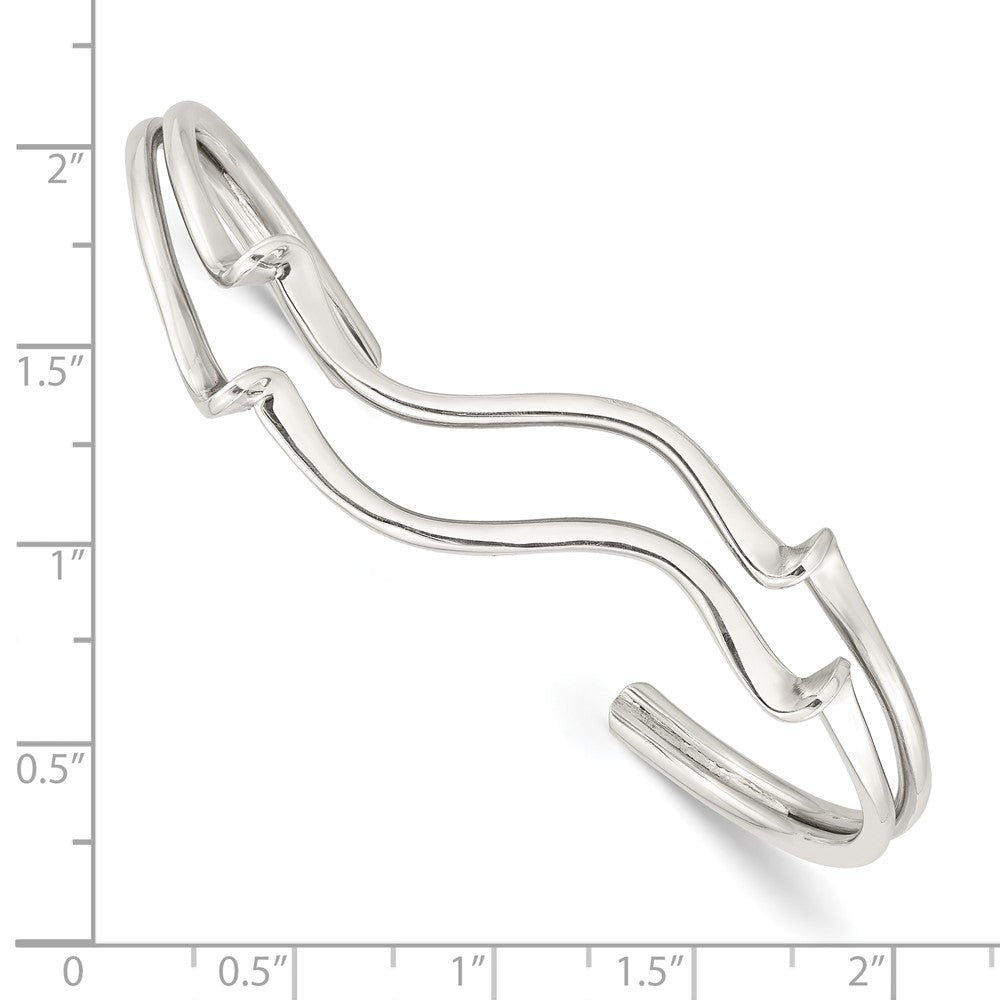 Sterlingsilber Poliert Gewellt Manschette Armreif