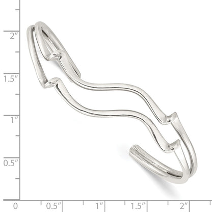Sterlingsilber Poliert Gewellt Manschette Armreif