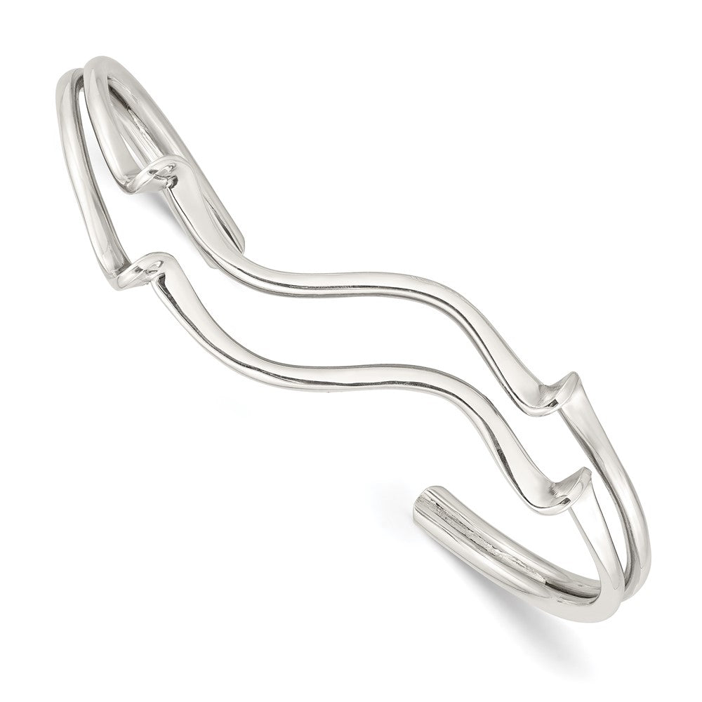 Sterlingsilber Poliert Gewellt Manschette Armreif