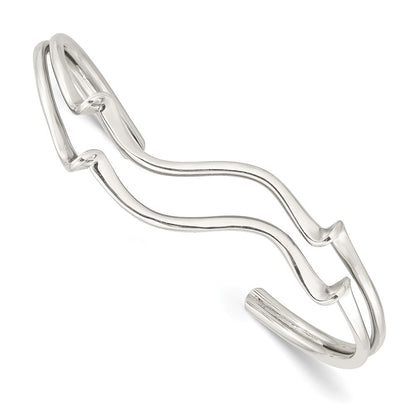 Sterlingsilber Poliert Gewellt Manschette Armreif