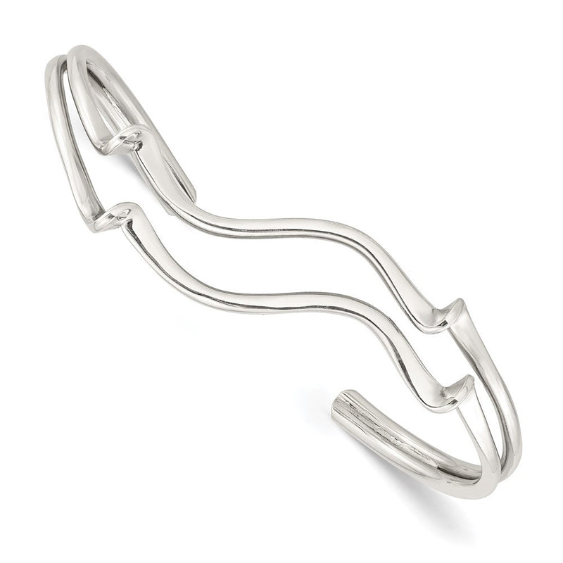 Sterlingsilber Poliert Gewellt Manschette Armreif