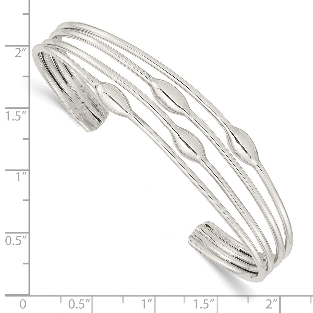 Sterlingsilber Poliert 4 Ring Manschette Armreif