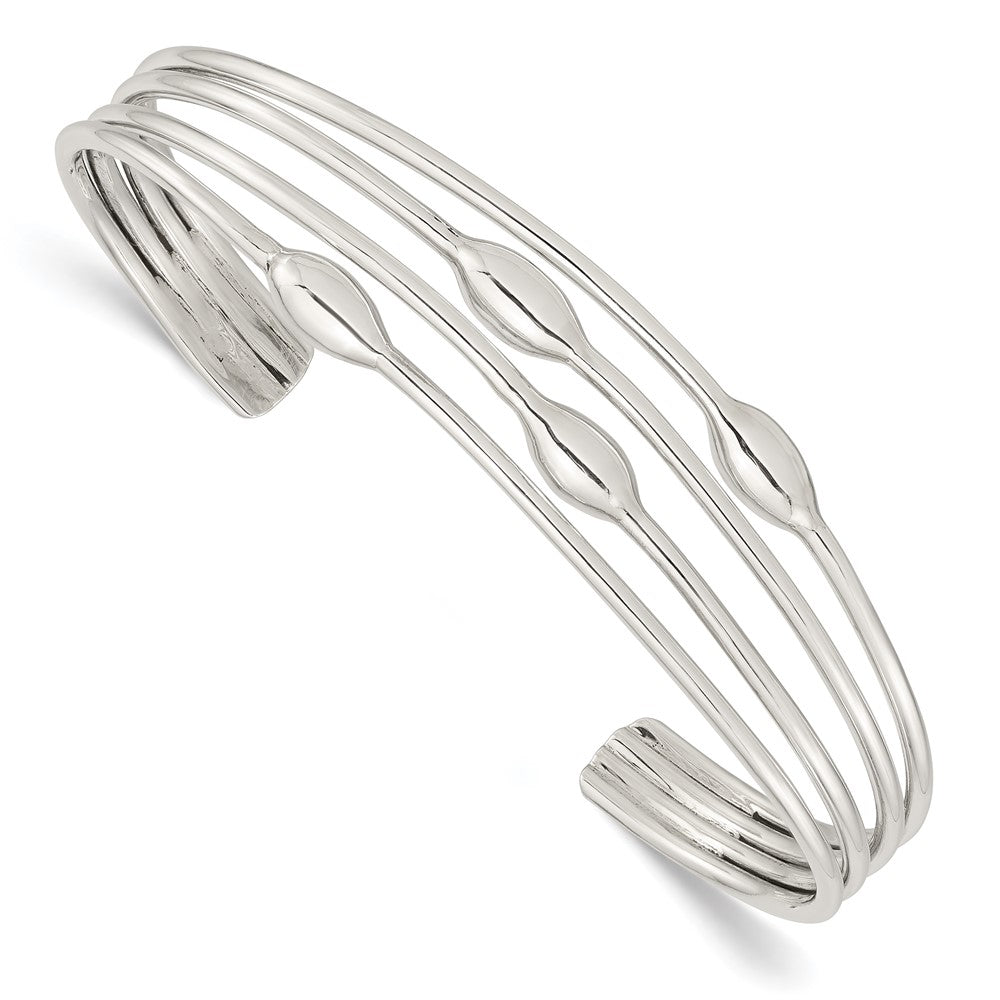 Sterlingsilber Poliert 4 Ring Manschette Armreif