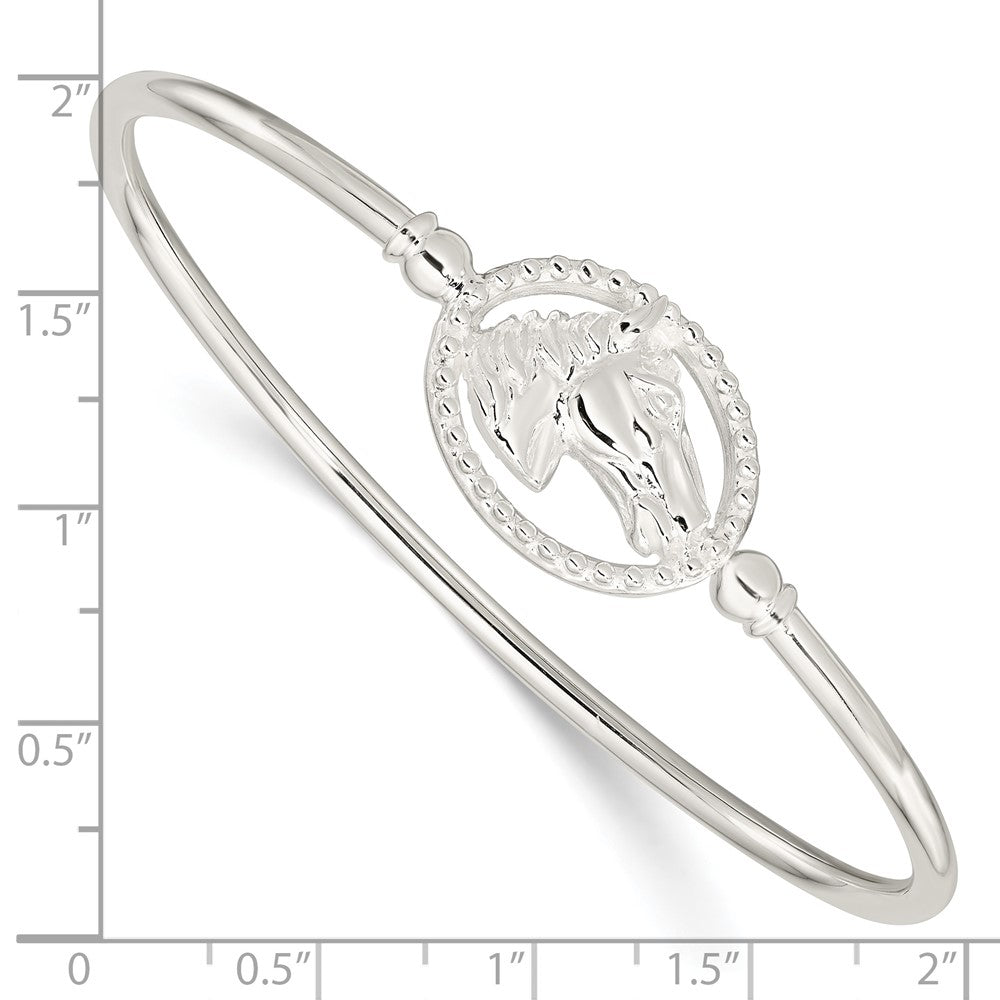 Sterlingsilber Poliert Pferd Kopf Flexibel Armreif