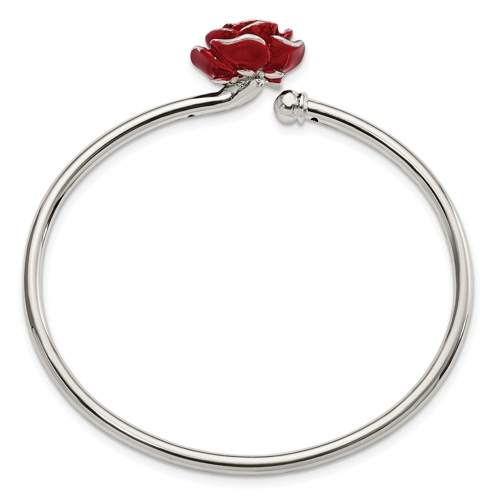 Sterlingsilber Poliert Emailliert Rose Flexibel Armreif