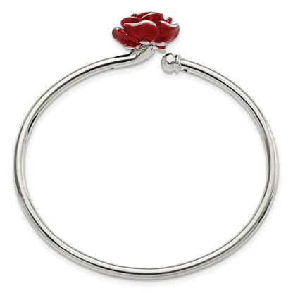 Sterlingsilber Poliert Emailliert Rose Flexibel Armreif