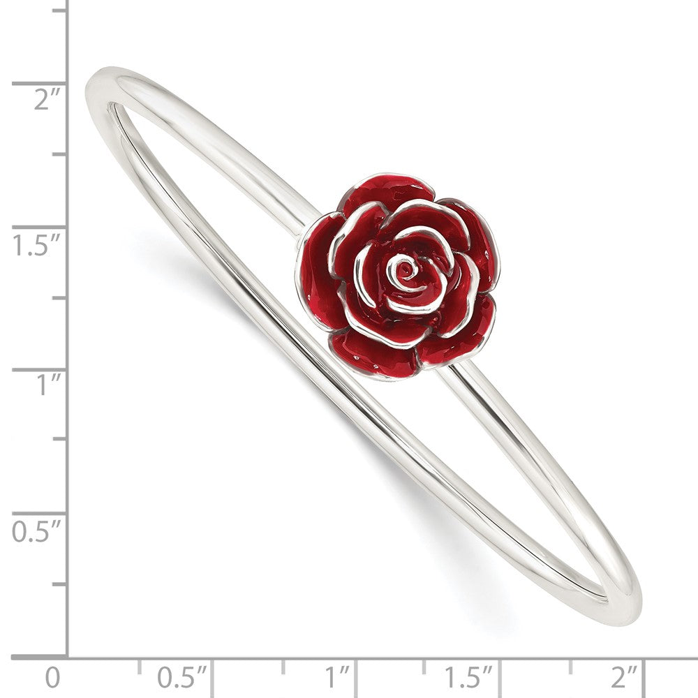 Sterlingsilber Poliert Emailliert Rose Flexibel Armreif