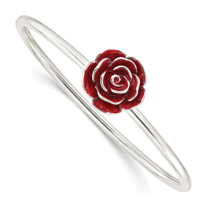 Sterlingsilber Poliert Emailliert Rose Flexibel Armreif